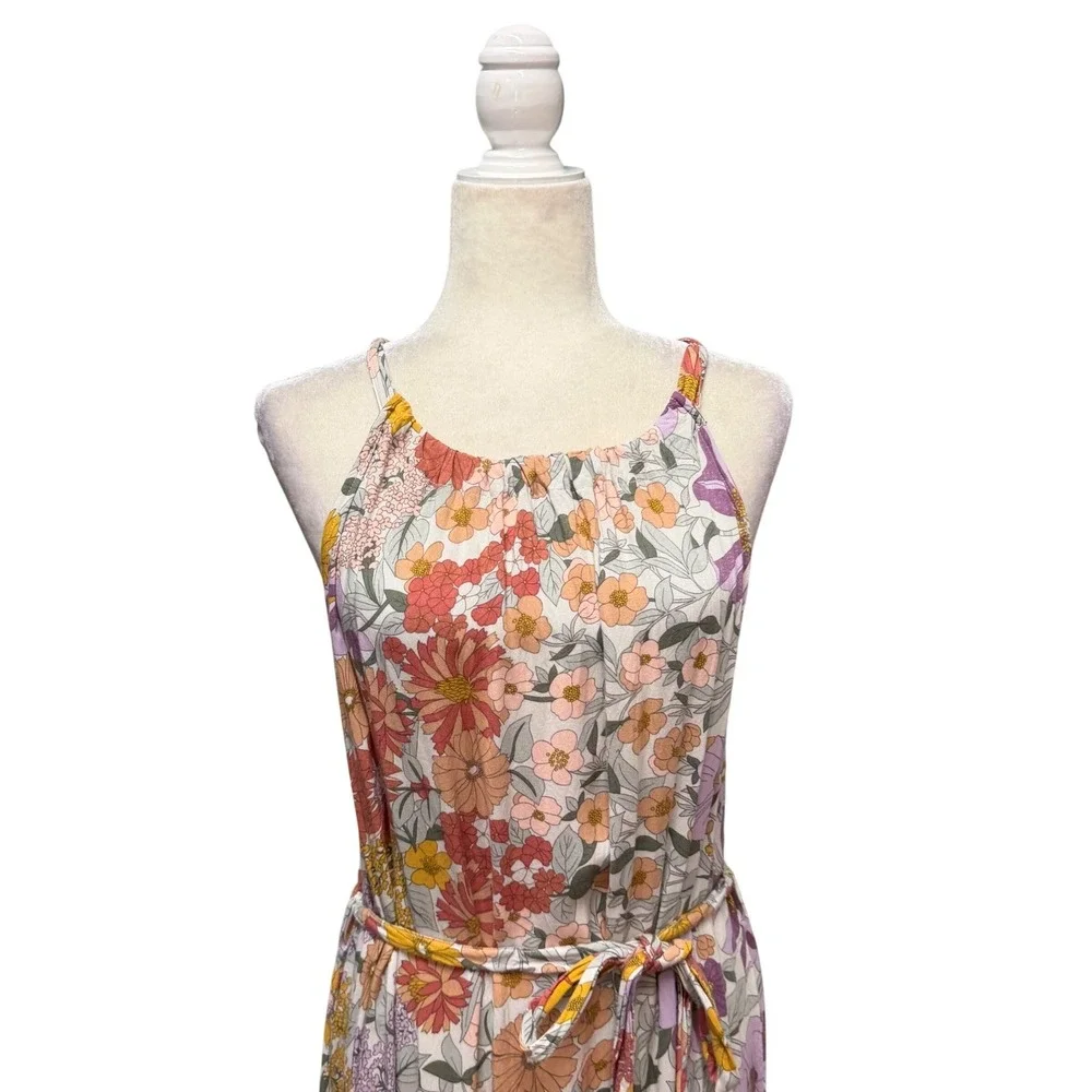 GiGio Maxi Dress Womens M Multicolor Floral‎ Boho Tiered Lace Feminine Cottage